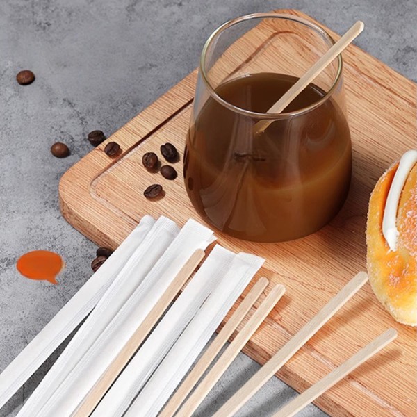 One-time use wooden coffee stirring stick（Minimum order: 50 packs，Custom packaging available）